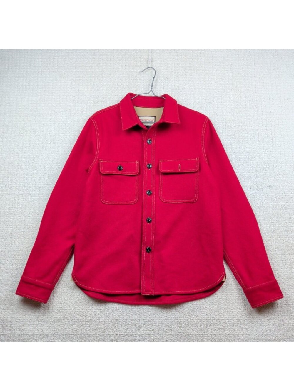Red Canoe Heavy Wool Blend Button Front Camp Shirt Fire Red Forest Men Sz S NWOT